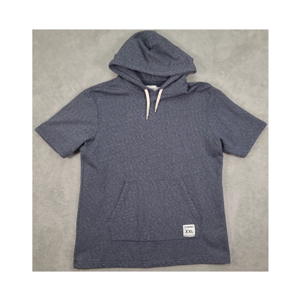 Diamond Supply Co Mens XXL Heather Gray Blue Short Sleeve Pullover Hoodie